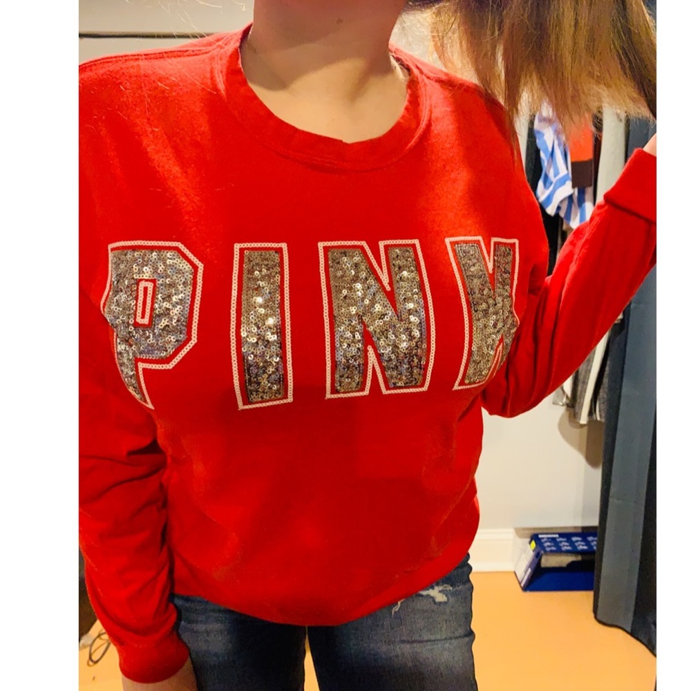 VS PINK Long sleeve sequined tee
